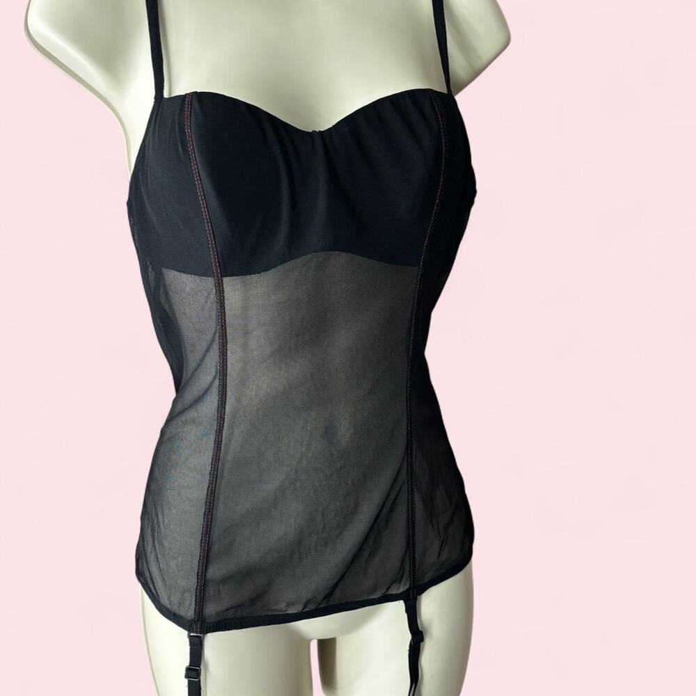 Black mesh corset top with